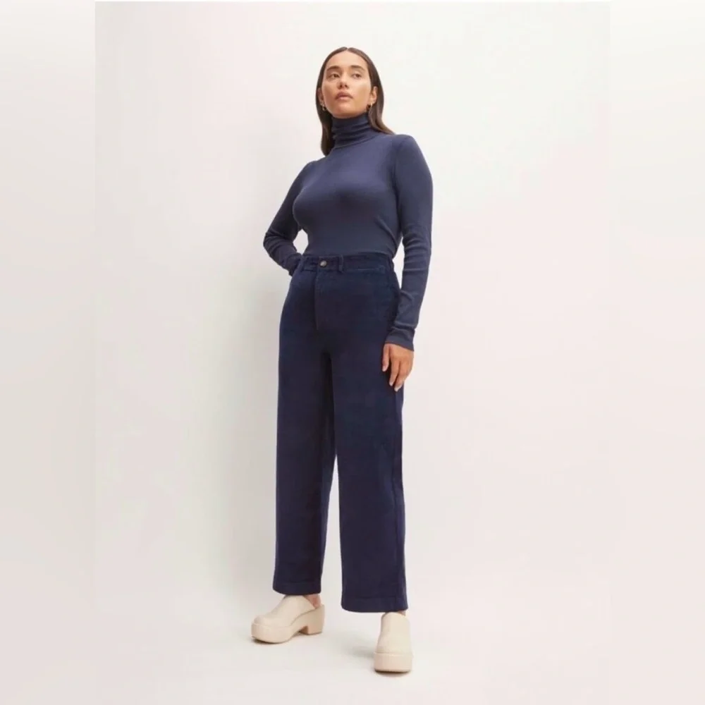 Everlane Navy Blue Corduroy Wide Leg Pants